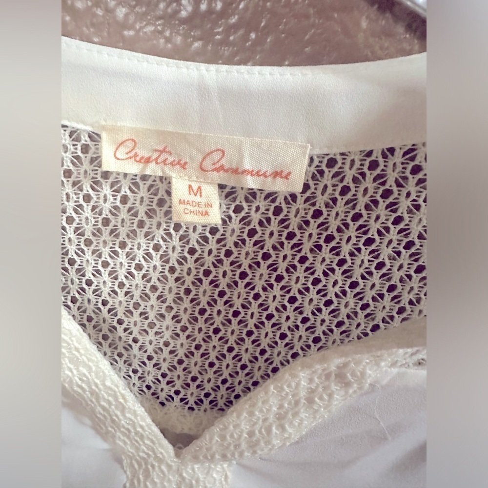 Creative Commune Rondut Split Neck Blouse. White/cream. Medium. - Picture 6 of 11